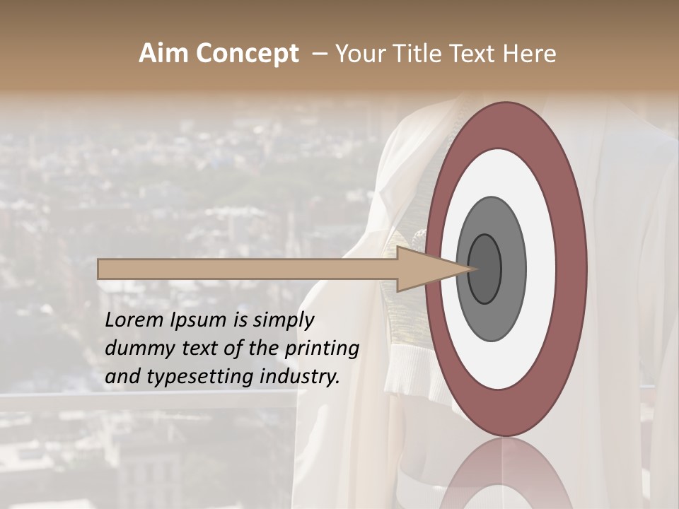 A Woman In A White Coat Is Standing In Front Of A Cityscape PowerPoint Template