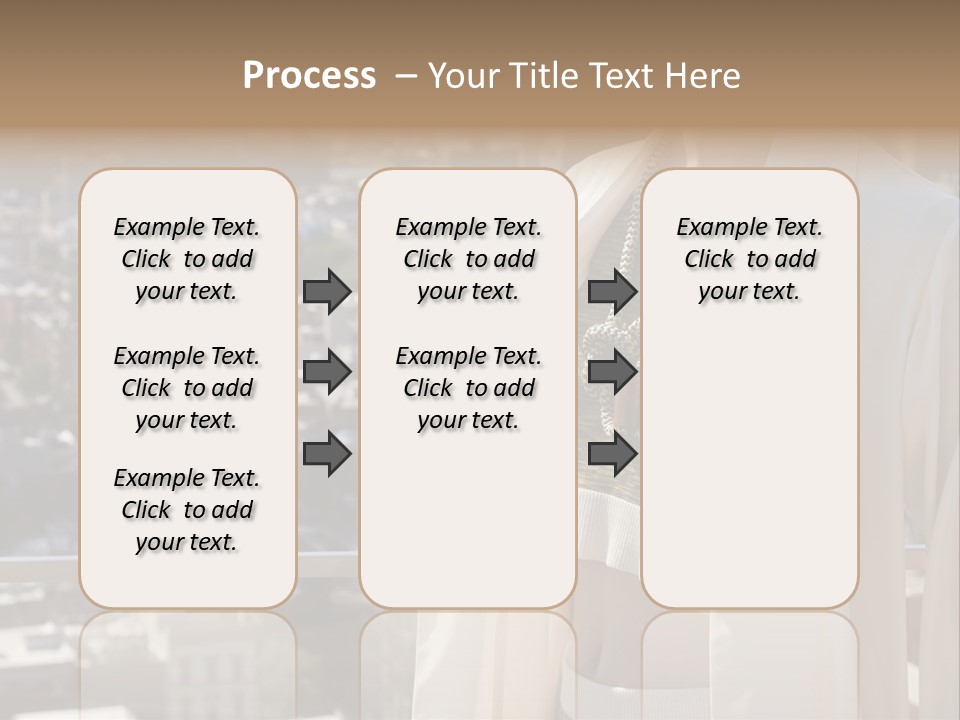 A Woman In A White Coat Is Standing In Front Of A Cityscape PowerPoint Template