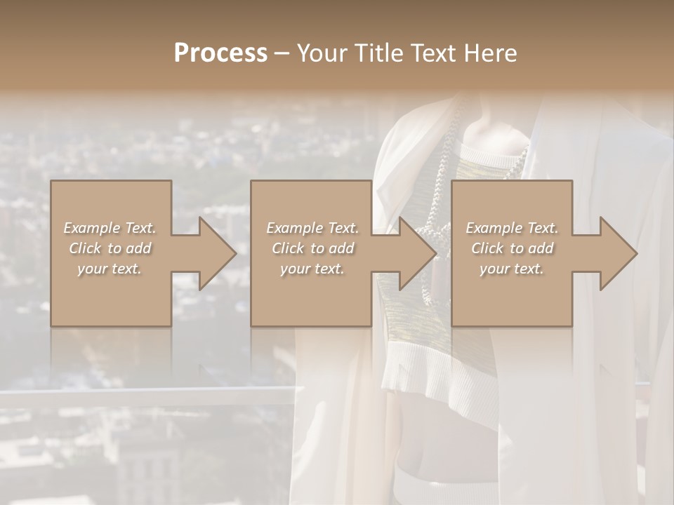 A Woman In A White Coat Is Standing In Front Of A Cityscape PowerPoint Template