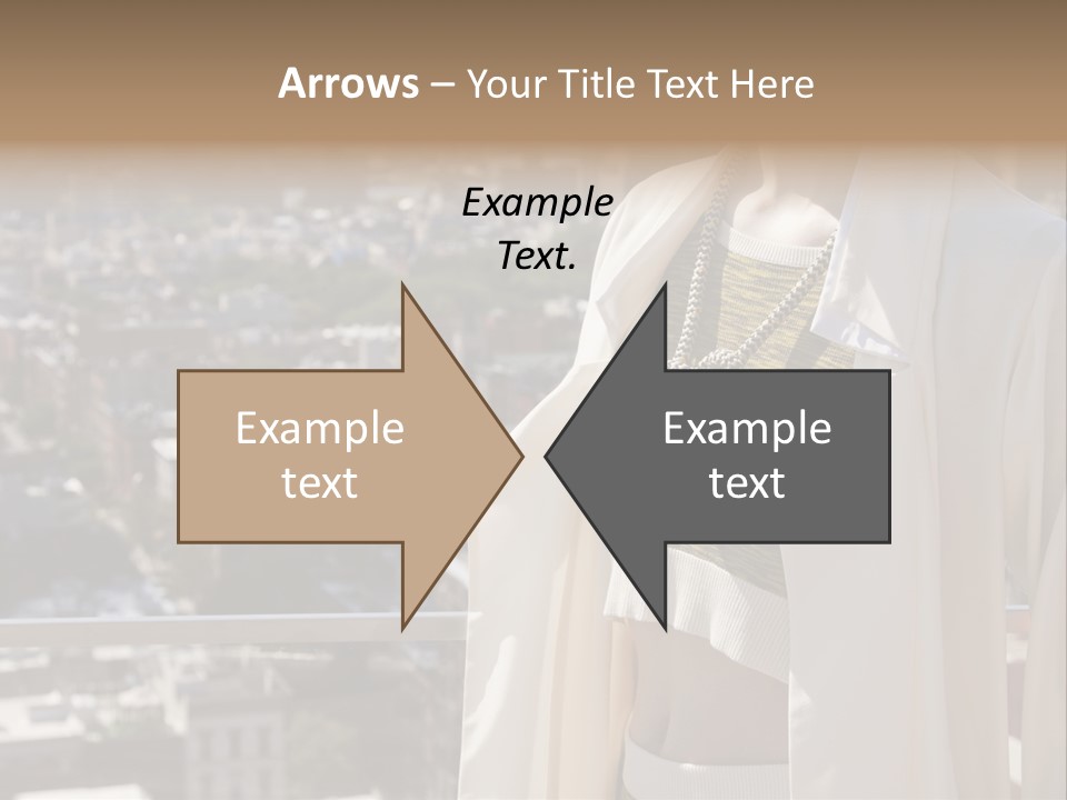 A Woman In A White Coat Is Standing In Front Of A Cityscape PowerPoint Template