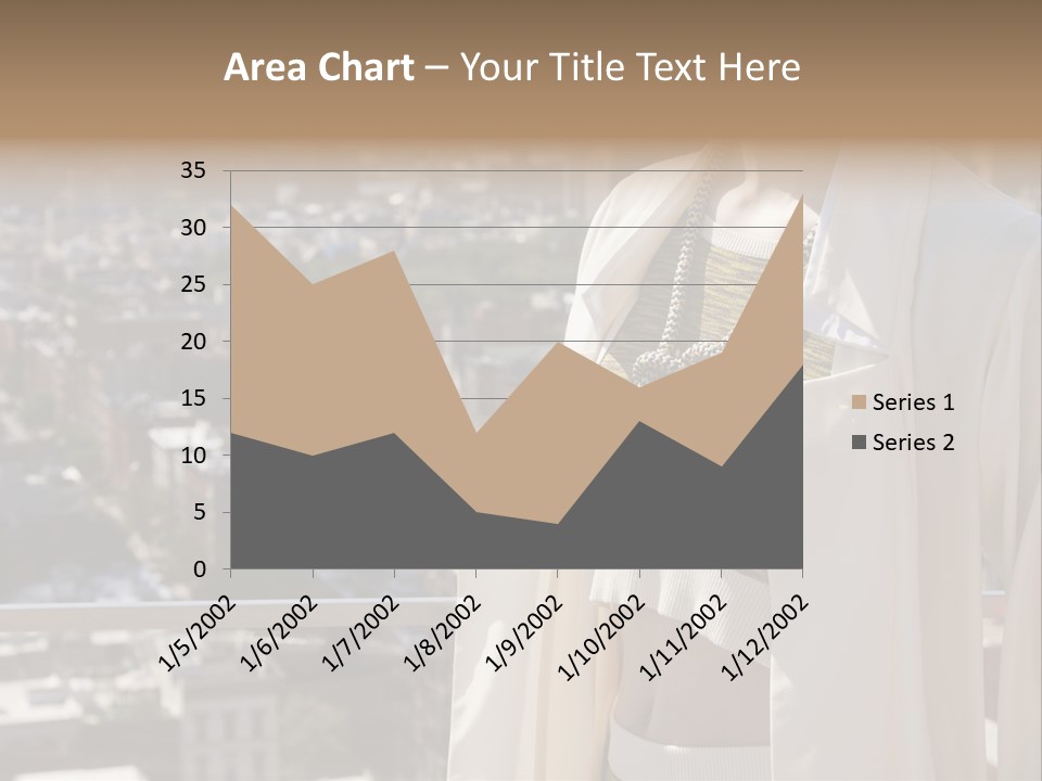 A Woman In A White Coat Is Standing In Front Of A Cityscape PowerPoint Template