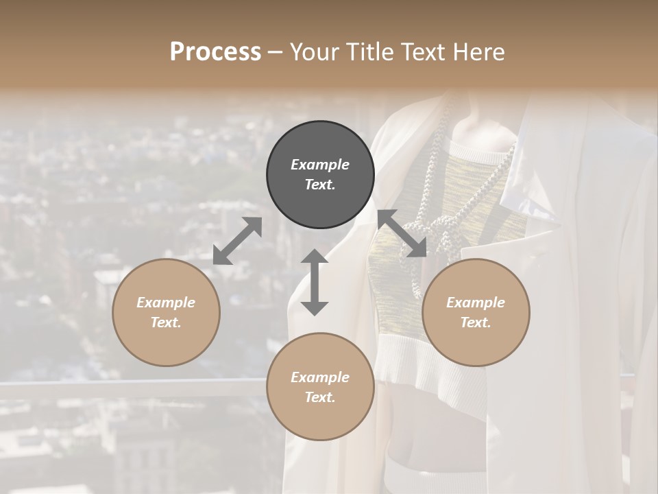 A Woman In A White Coat Is Standing In Front Of A Cityscape PowerPoint Template