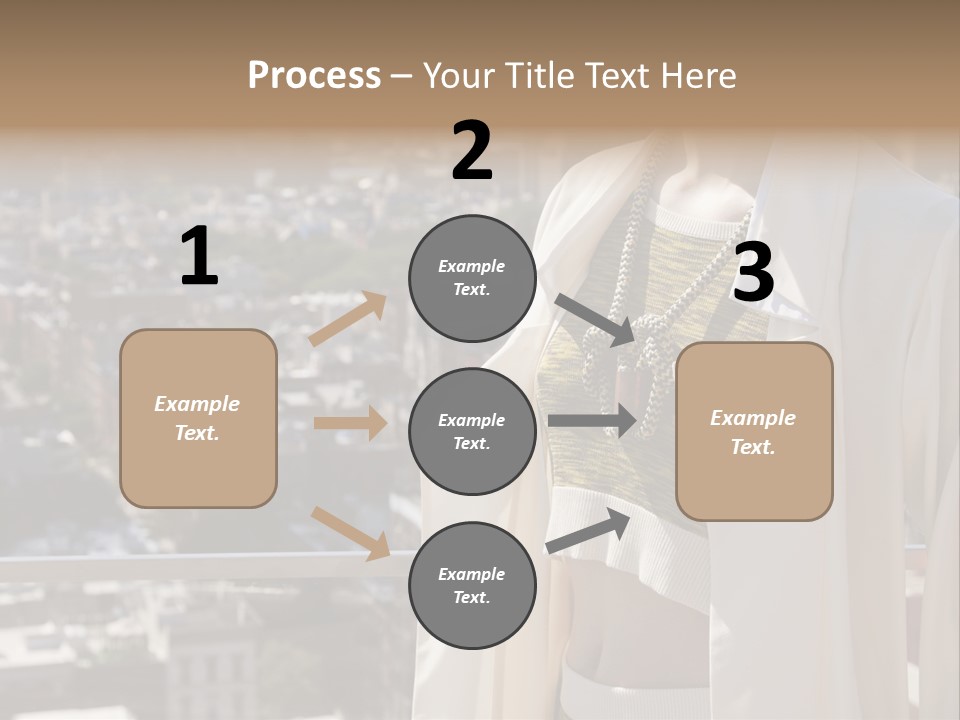 A Woman In A White Coat Is Standing In Front Of A Cityscape PowerPoint Template