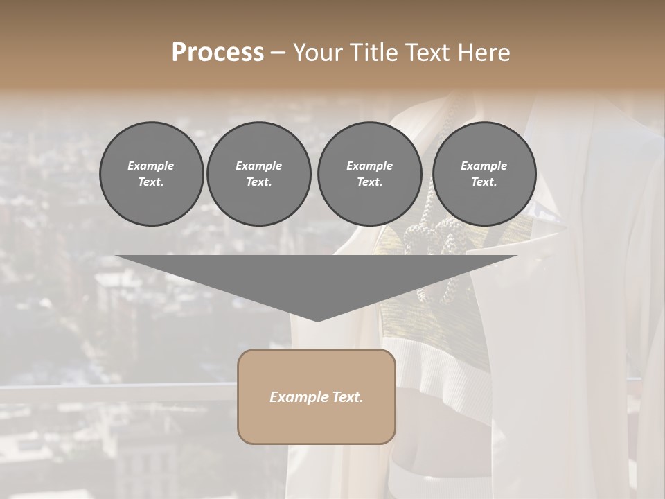 A Woman In A White Coat Is Standing In Front Of A Cityscape PowerPoint Template