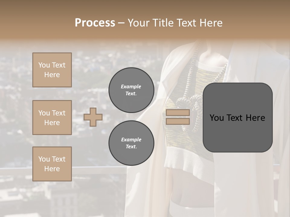 A Woman In A White Coat Is Standing In Front Of A Cityscape PowerPoint Template