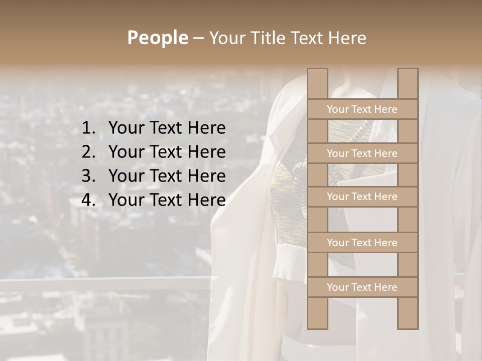 A Woman In A White Coat Is Standing In Front Of A Cityscape PowerPoint Template