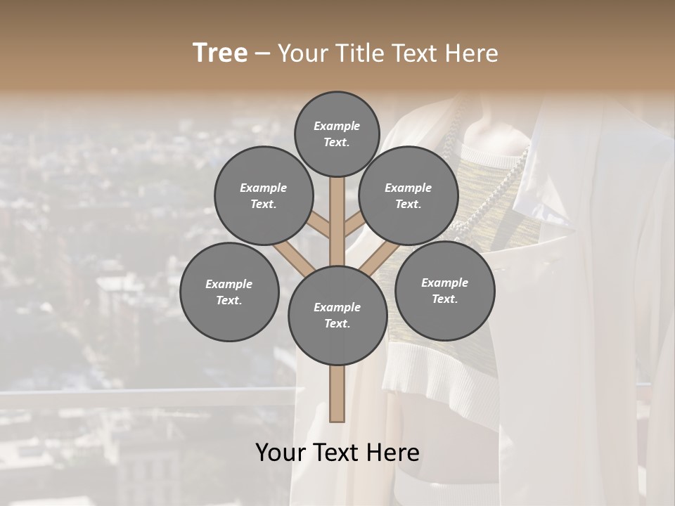 A Woman In A White Coat Is Standing In Front Of A Cityscape PowerPoint Template