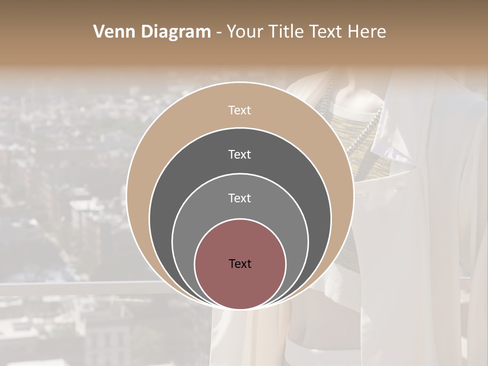 A Woman In A White Coat Is Standing In Front Of A Cityscape PowerPoint Template