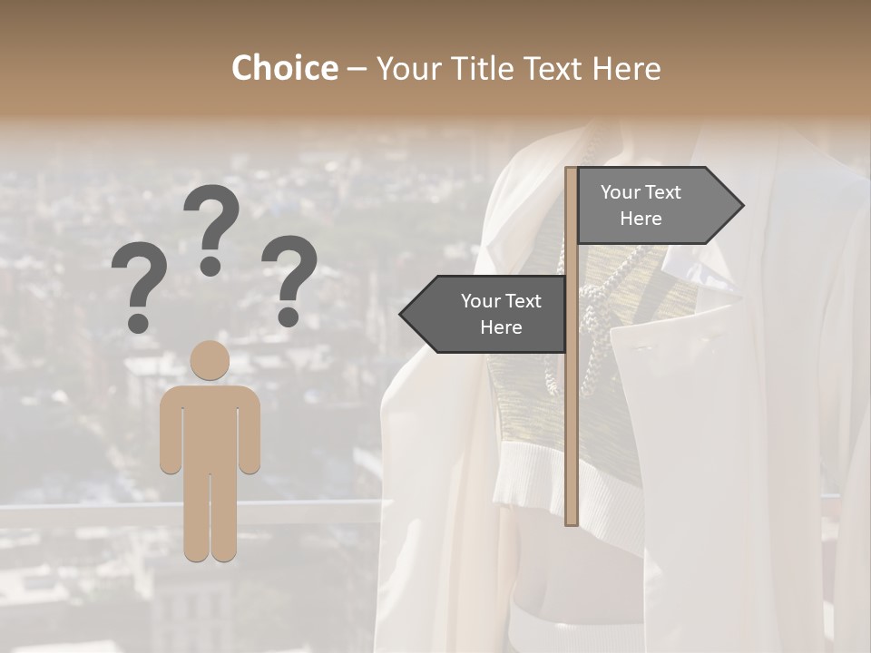 A Woman In A White Coat Is Standing In Front Of A Cityscape PowerPoint Template