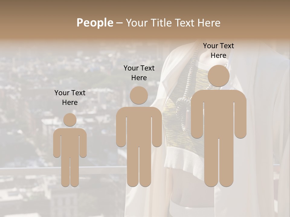 A Woman In A White Coat Is Standing In Front Of A Cityscape PowerPoint Template