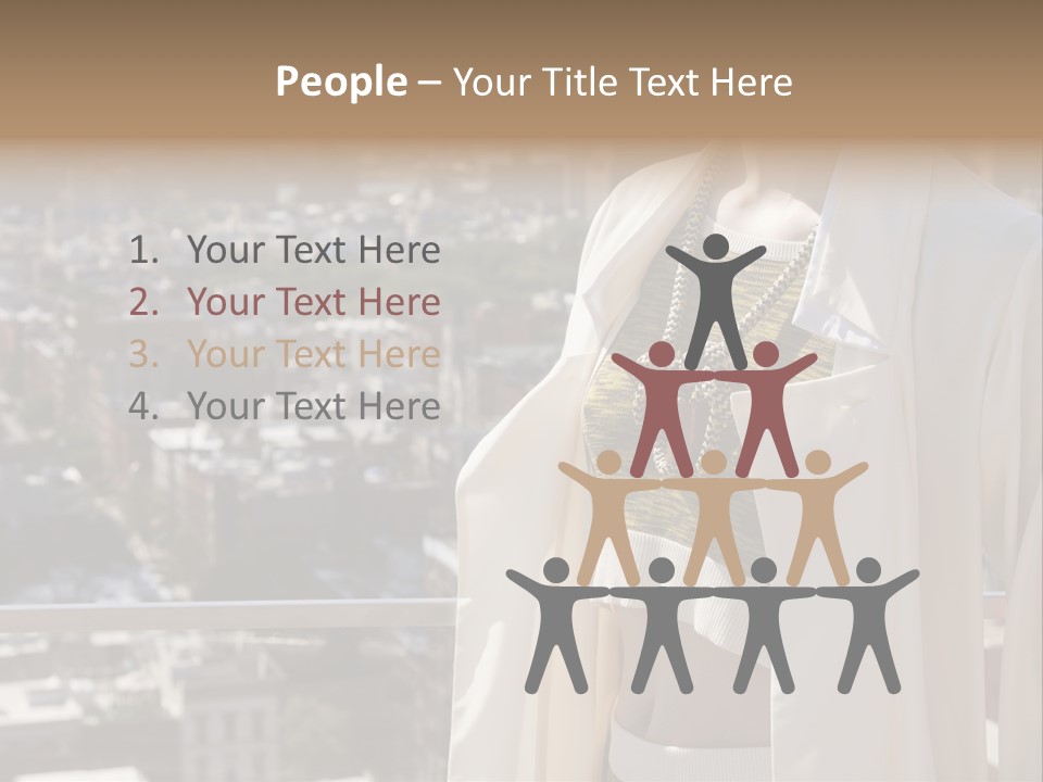 A Woman In A White Coat Is Standing In Front Of A Cityscape PowerPoint Template