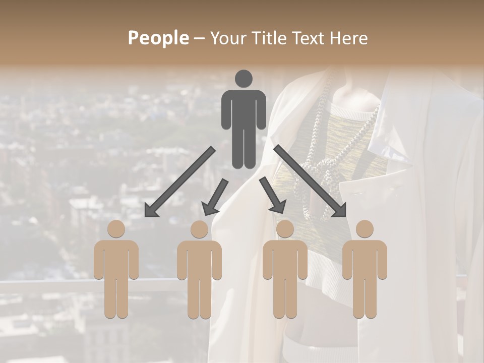 A Woman In A White Coat Is Standing In Front Of A Cityscape PowerPoint Template