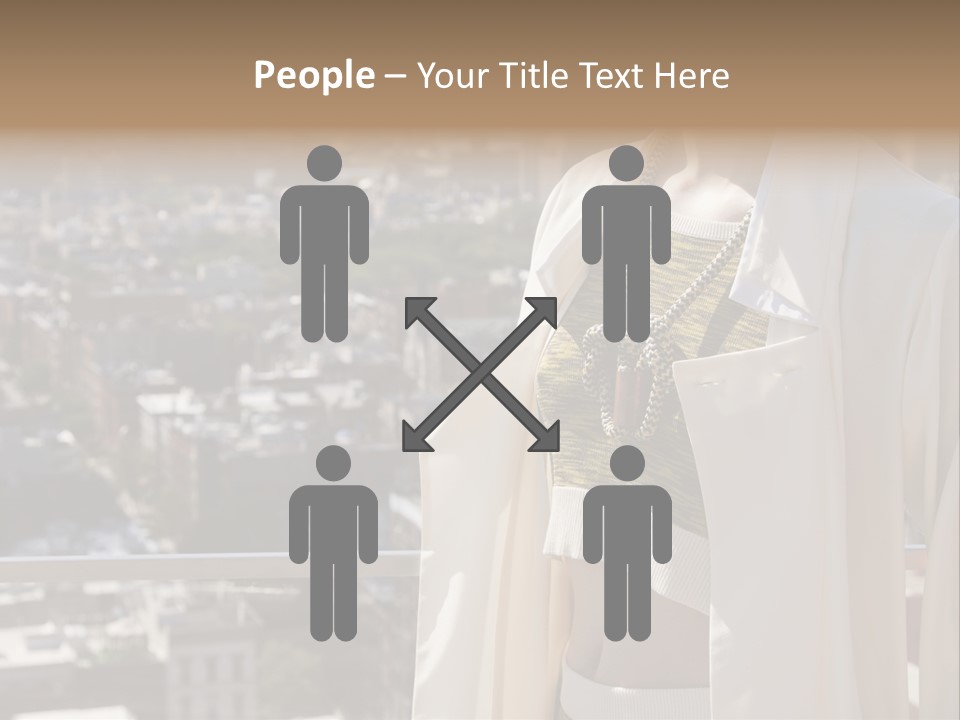A Woman In A White Coat Is Standing In Front Of A Cityscape PowerPoint Template