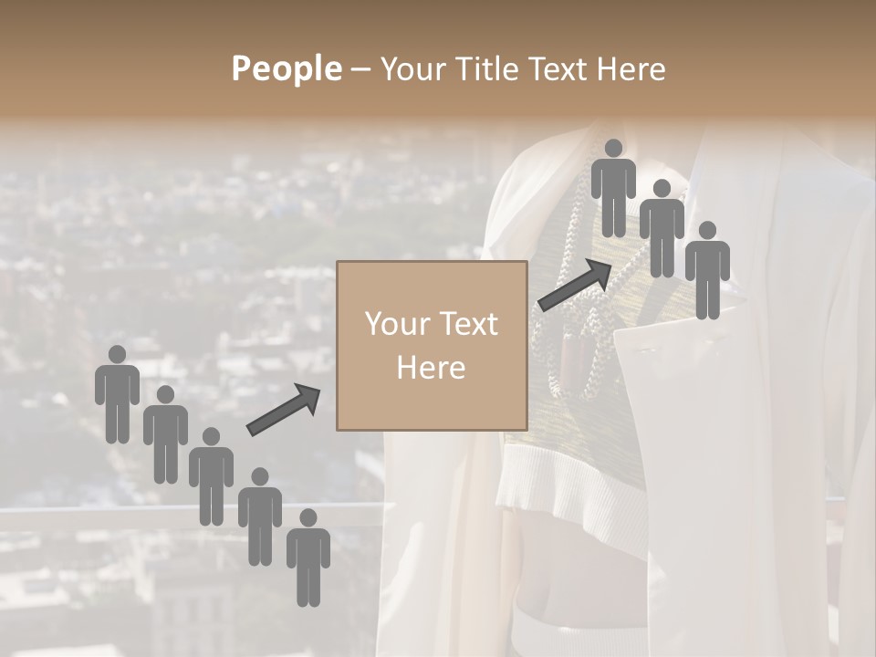 A Woman In A White Coat Is Standing In Front Of A Cityscape PowerPoint Template