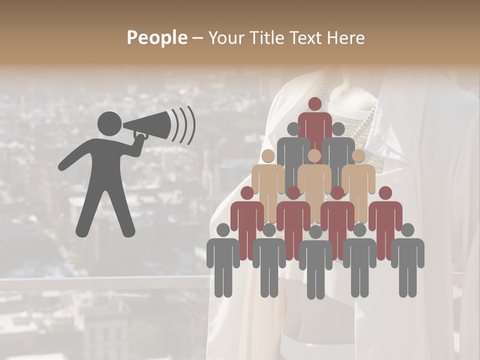 A Woman In A White Coat Is Standing In Front Of A Cityscape PowerPoint Template