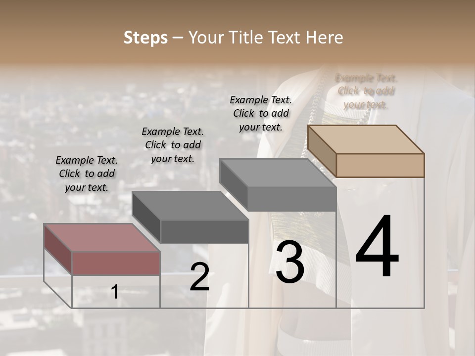 A Woman In A White Coat Is Standing In Front Of A Cityscape PowerPoint Template