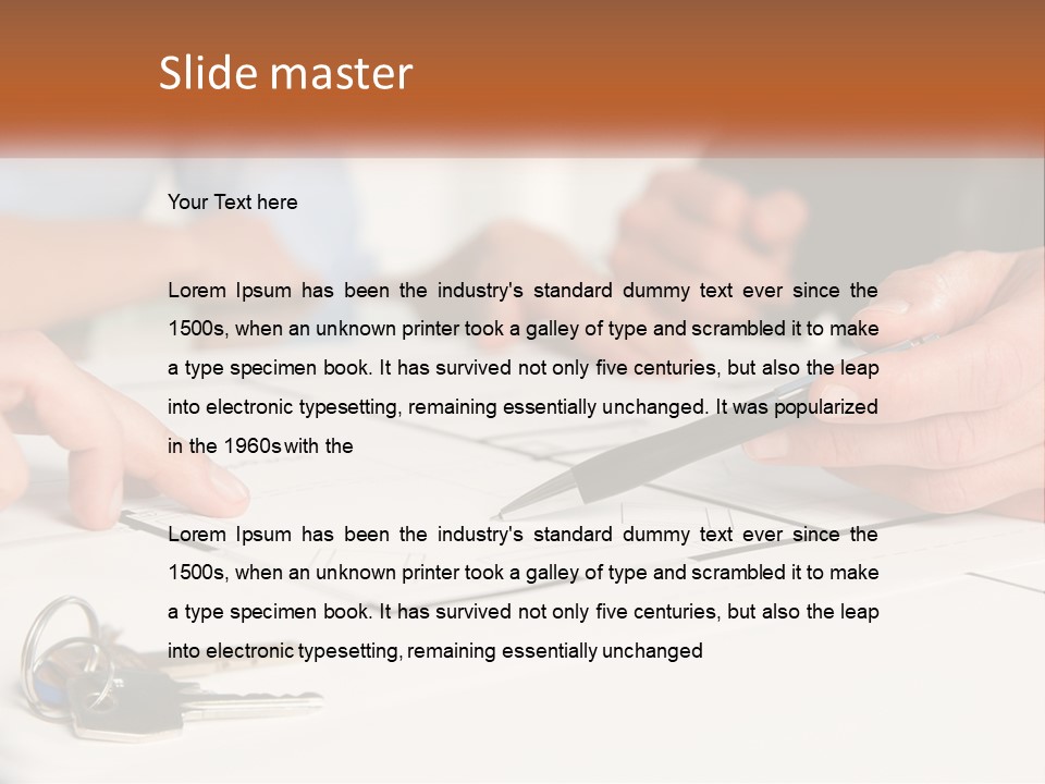 A Group Of People Sitting Around A Table With Keys PowerPoint Template