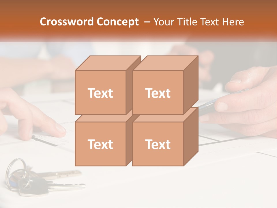 A Group Of People Sitting Around A Table With Keys PowerPoint Template