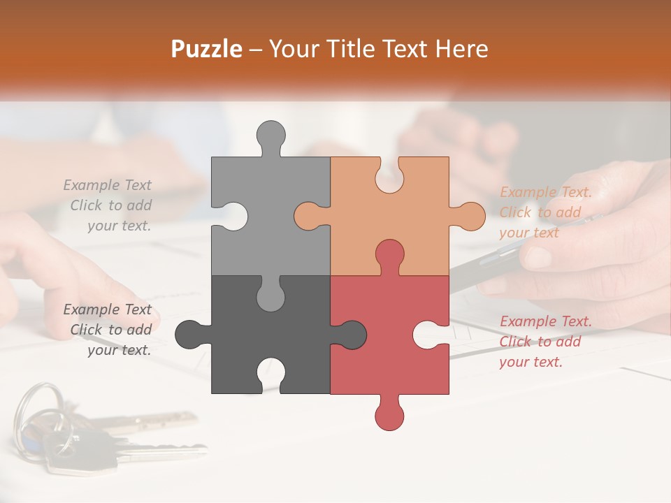 A Group Of People Sitting Around A Table With Keys PowerPoint Template