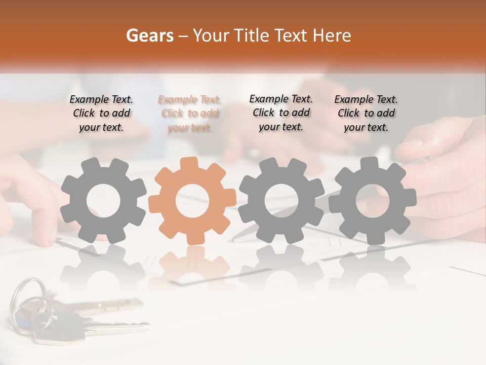 A Group Of People Sitting Around A Table With Keys PowerPoint Template