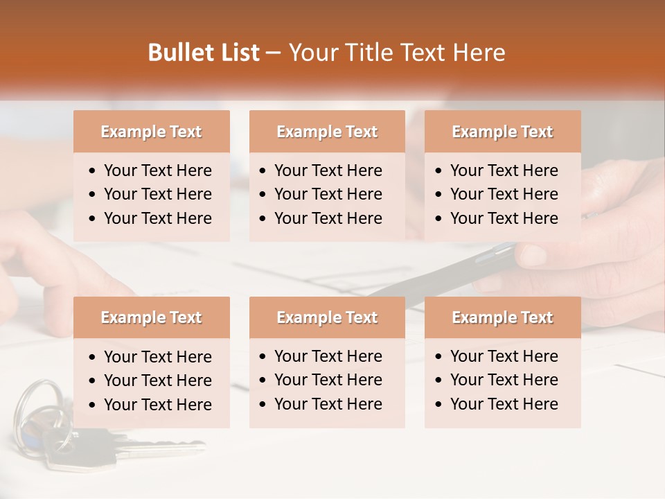 A Group Of People Sitting Around A Table With Keys PowerPoint Template