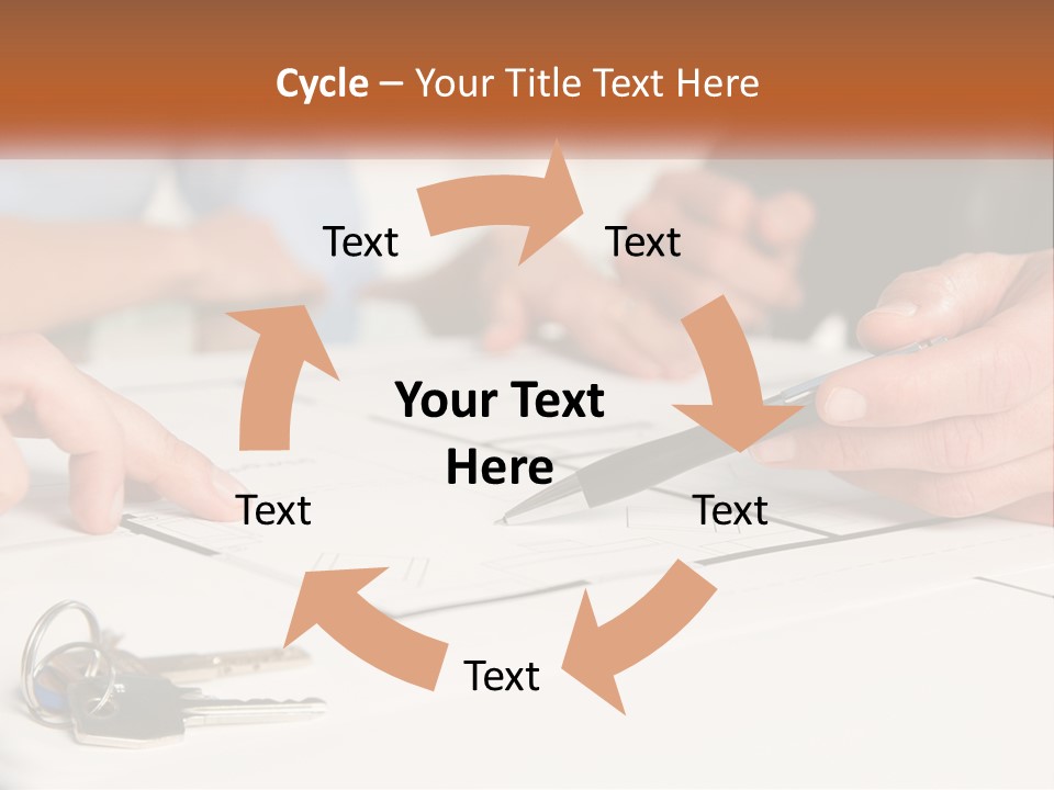 A Group Of People Sitting Around A Table With Keys PowerPoint Template
