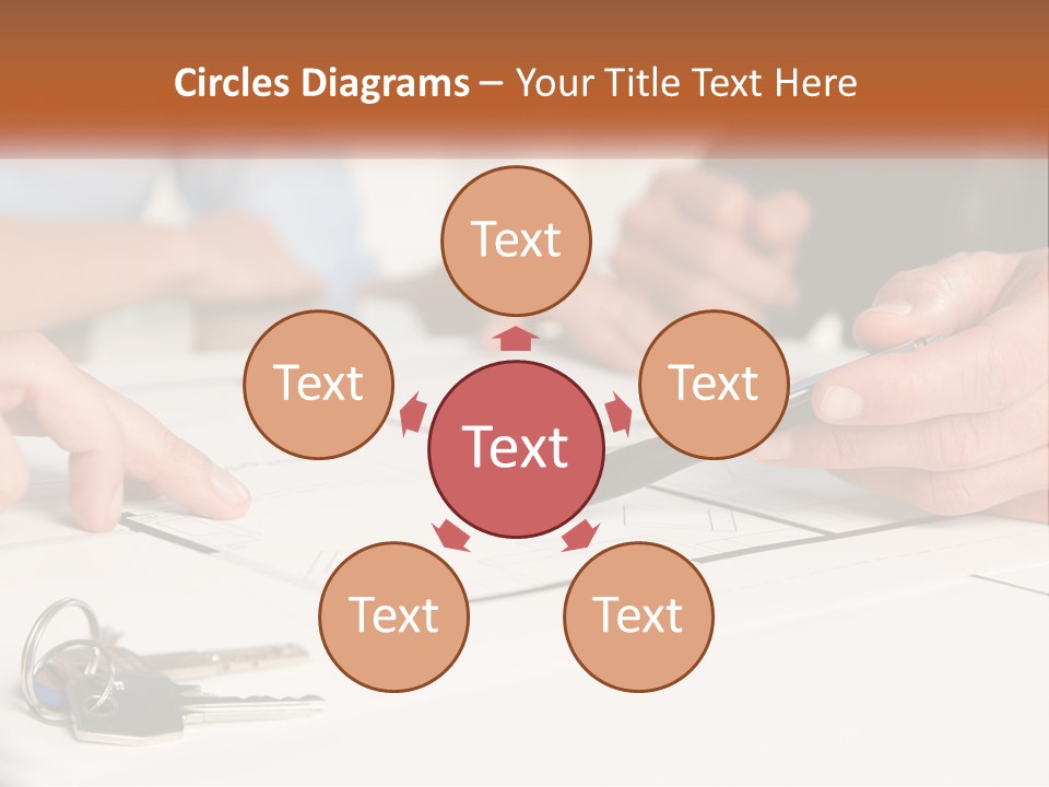 A Group Of People Sitting Around A Table With Keys PowerPoint Template