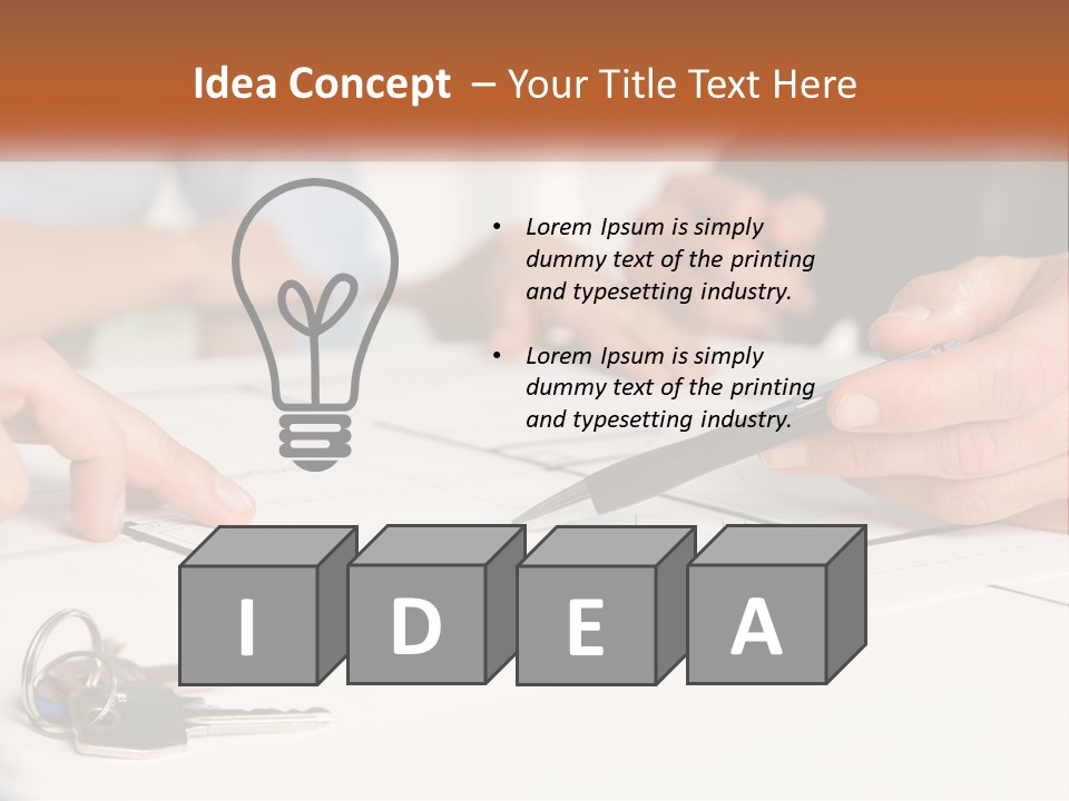 A Group Of People Sitting Around A Table With Keys PowerPoint Template