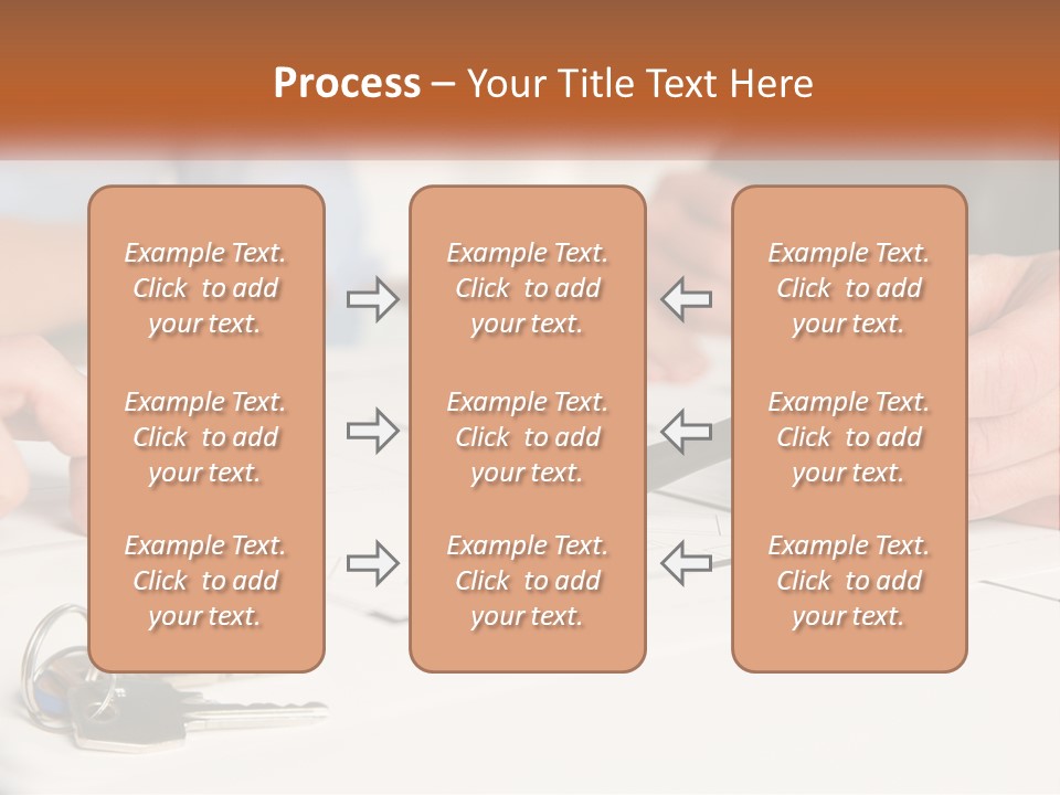 A Group Of People Sitting Around A Table With Keys PowerPoint Template