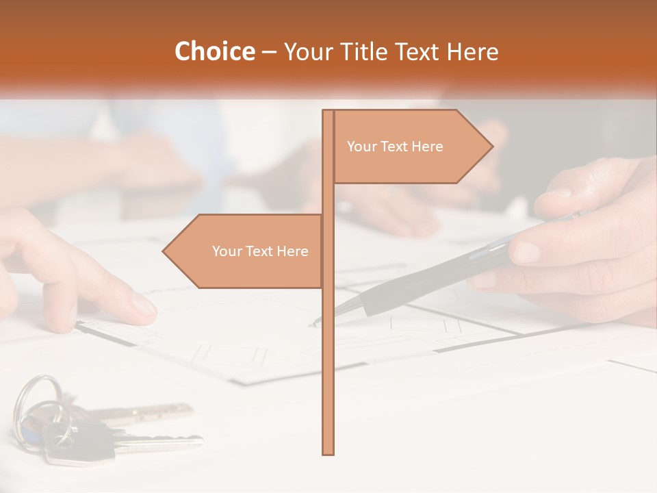 A Group Of People Sitting Around A Table With Keys PowerPoint Template