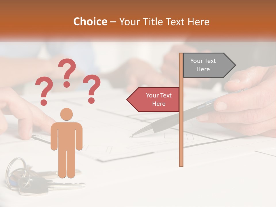 A Group Of People Sitting Around A Table With Keys PowerPoint Template