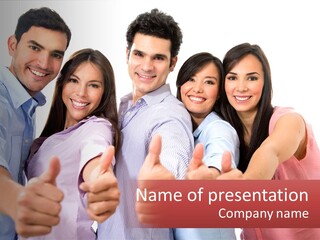 A Group Of People Giving Thumbs Up PowerPoint Template