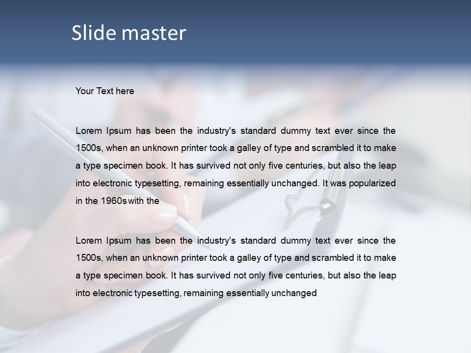 A Person Writing On A Piece Of Paper With A Pen PowerPoint Template