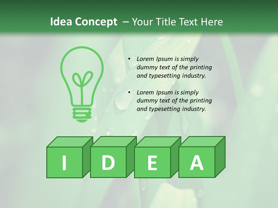 A Green Plant With Drops Of Water On It PowerPoint Template