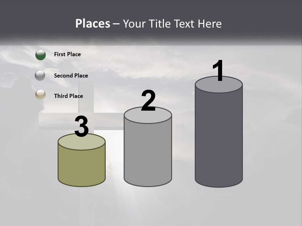 A Cross On A Cloudy Day With The Sun Shining Through The Clouds PowerPoint Template