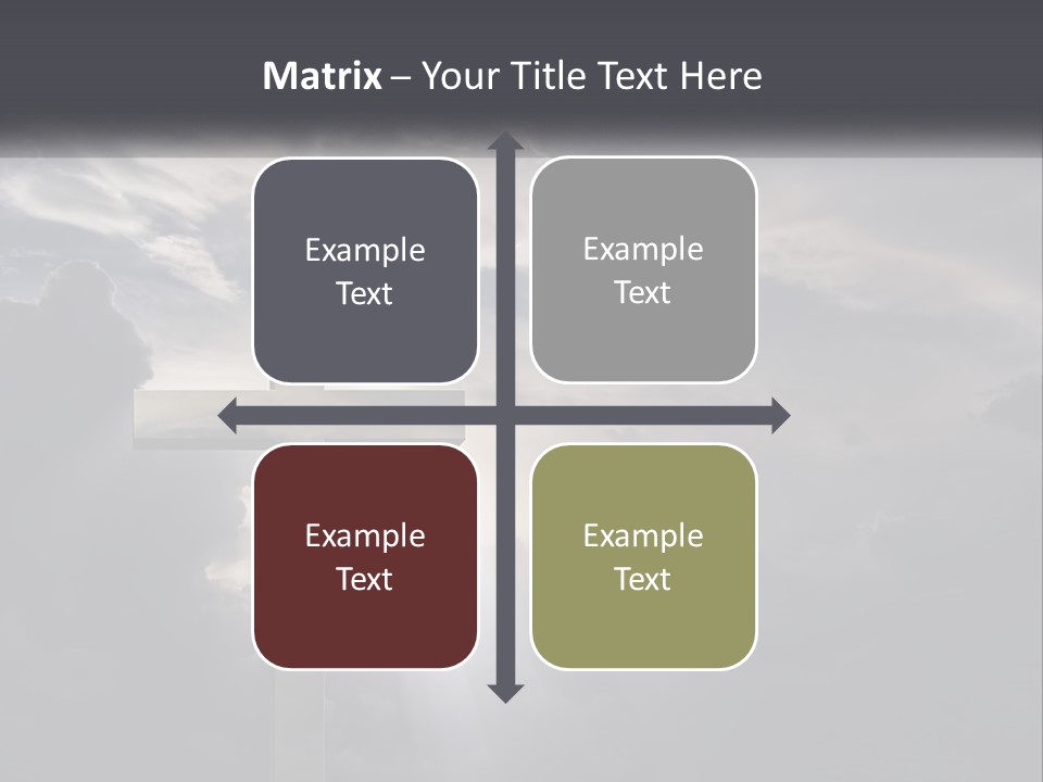 A Cross On A Cloudy Day With The Sun Shining Through The Clouds PowerPoint Template