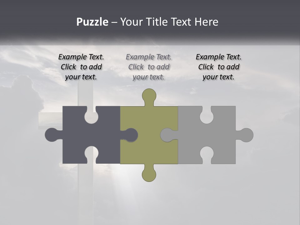 A Cross On A Cloudy Day With The Sun Shining Through The Clouds PowerPoint Template