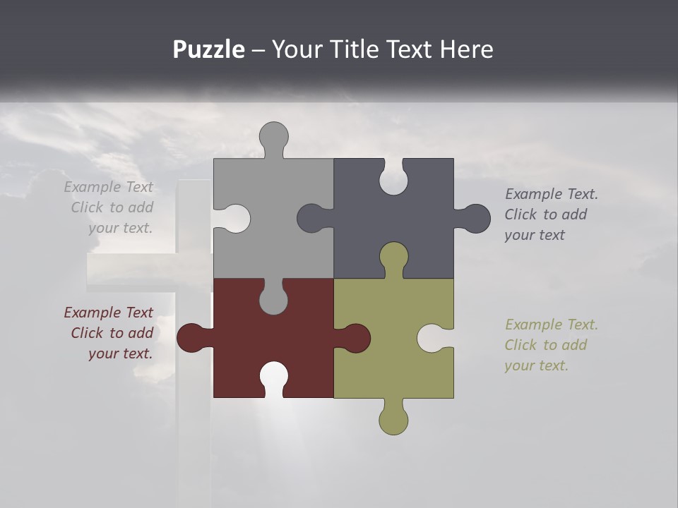 A Cross On A Cloudy Day With The Sun Shining Through The Clouds PowerPoint Template