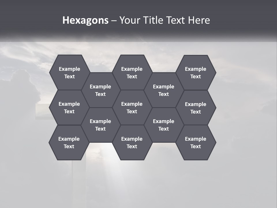 A Cross On A Cloudy Day With The Sun Shining Through The Clouds PowerPoint Template