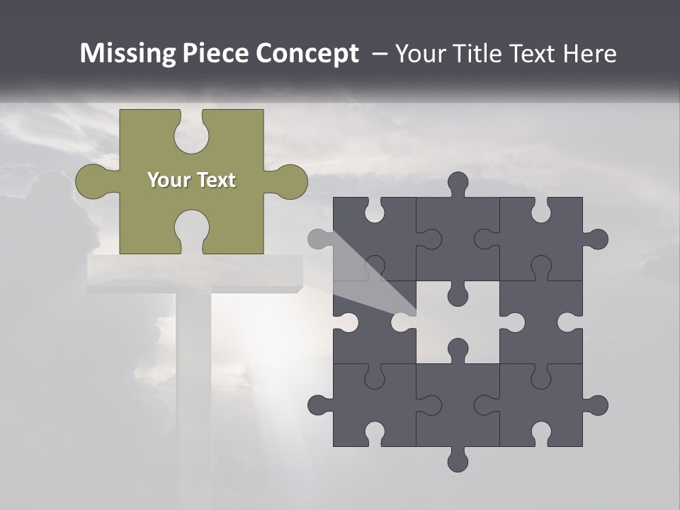 A Cross On A Cloudy Day With The Sun Shining Through The Clouds PowerPoint Template