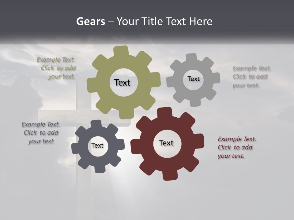 A Cross On A Cloudy Day With The Sun Shining Through The Clouds PowerPoint Template