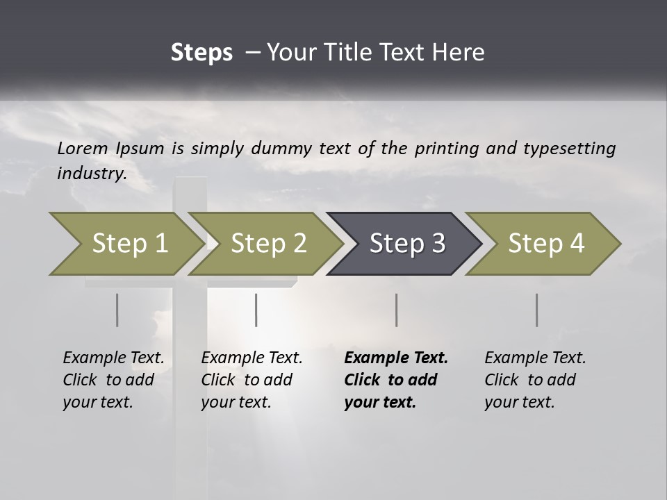A Cross On A Cloudy Day With The Sun Shining Through The Clouds PowerPoint Template