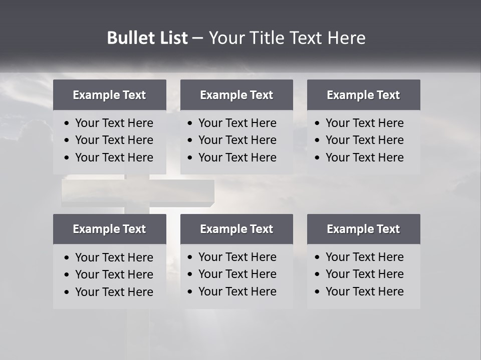 A Cross On A Cloudy Day With The Sun Shining Through The Clouds PowerPoint Template
