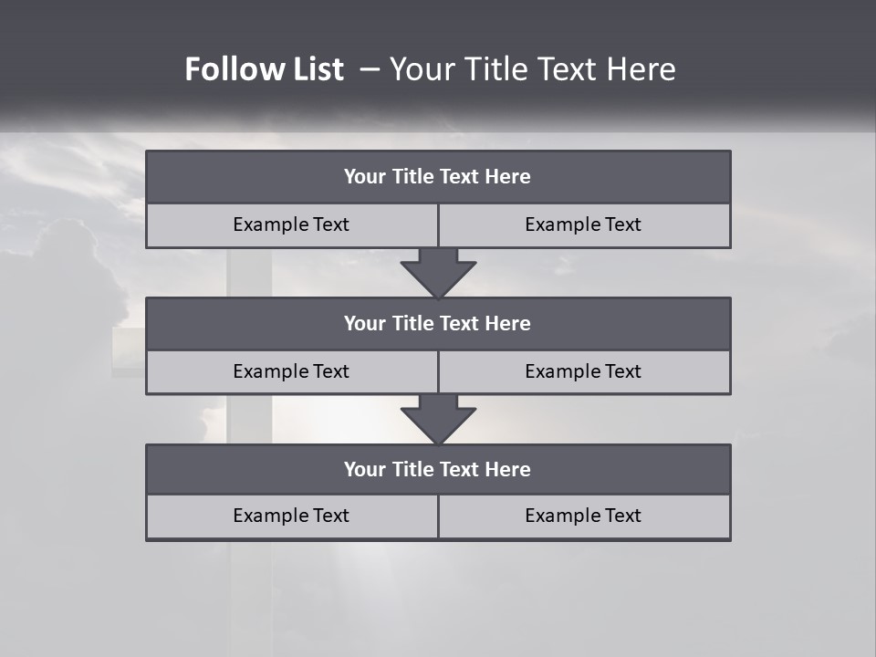A Cross On A Cloudy Day With The Sun Shining Through The Clouds PowerPoint Template