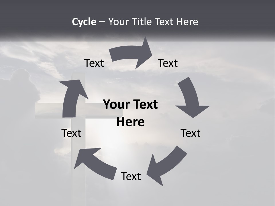 A Cross On A Cloudy Day With The Sun Shining Through The Clouds PowerPoint Template