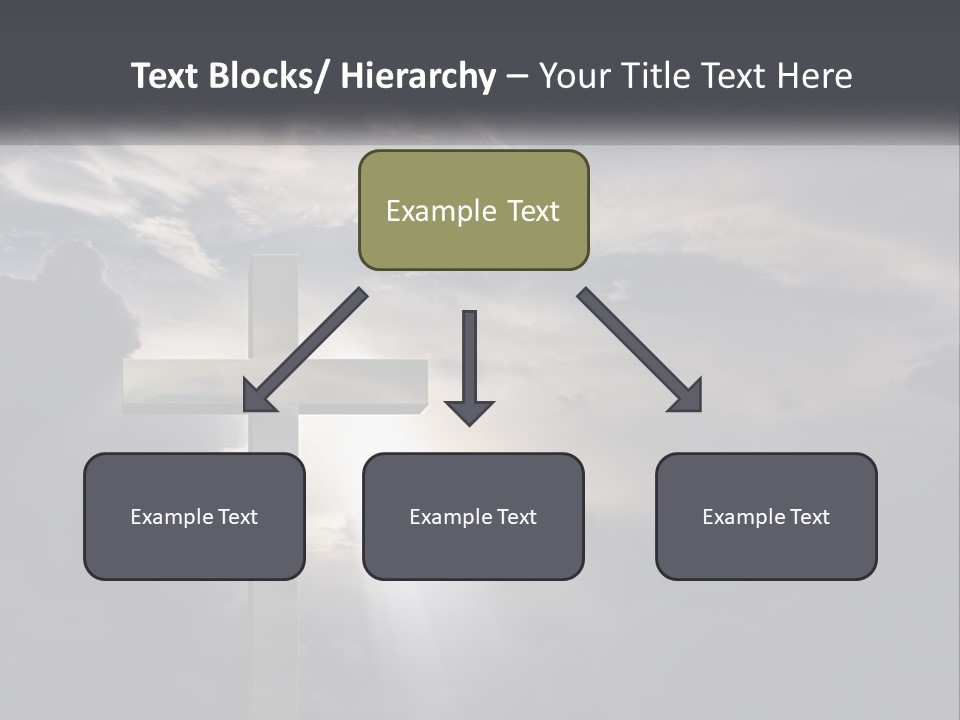 A Cross On A Cloudy Day With The Sun Shining Through The Clouds PowerPoint Template