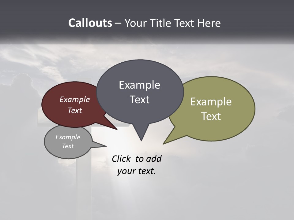 A Cross On A Cloudy Day With The Sun Shining Through The Clouds PowerPoint Template