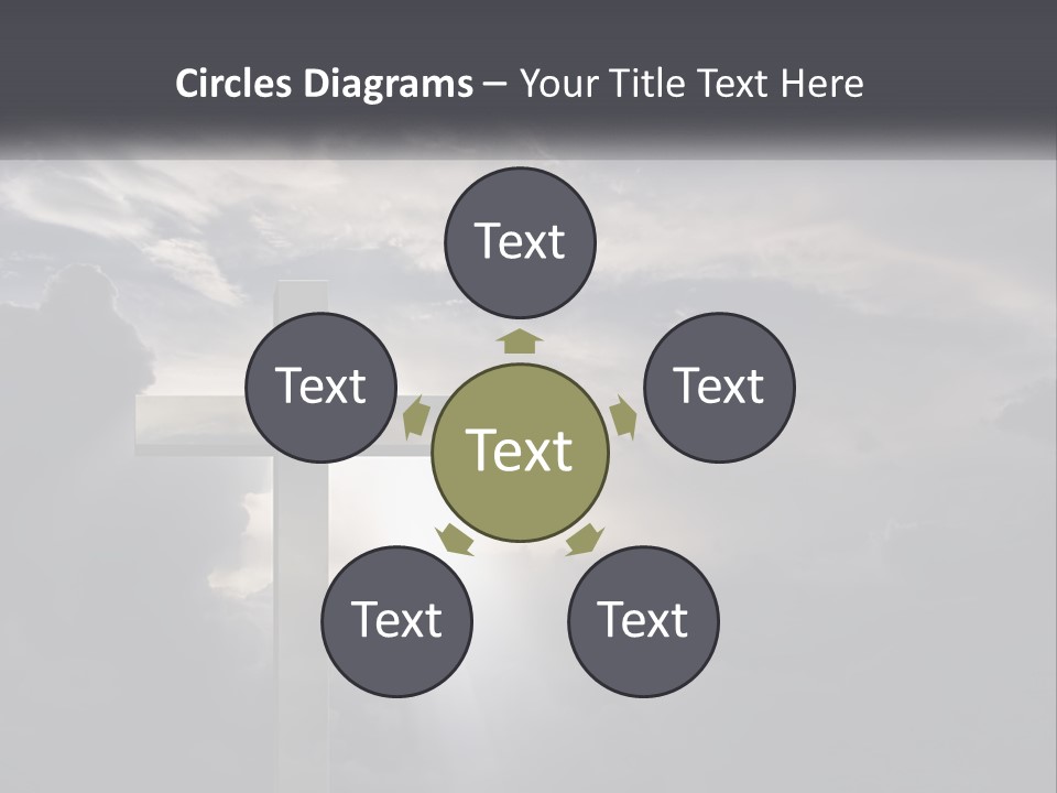 A Cross On A Cloudy Day With The Sun Shining Through The Clouds PowerPoint Template