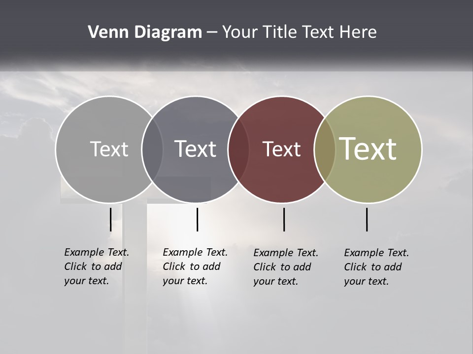A Cross On A Cloudy Day With The Sun Shining Through The Clouds PowerPoint Template