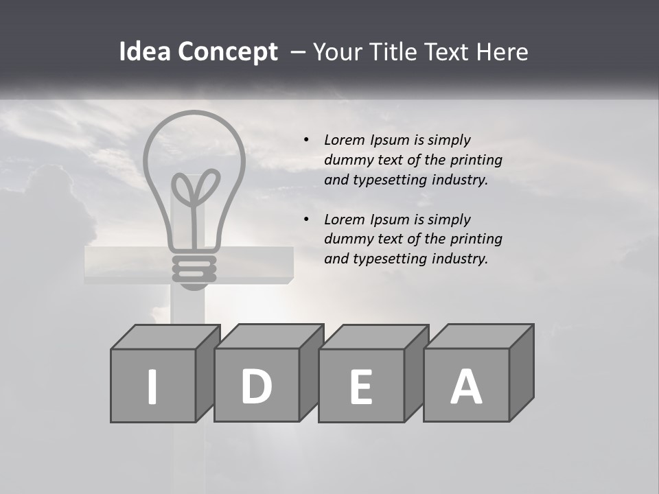 A Cross On A Cloudy Day With The Sun Shining Through The Clouds PowerPoint Template